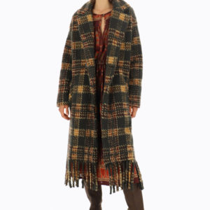 Manteau à carreaux en laine vierge mélangée