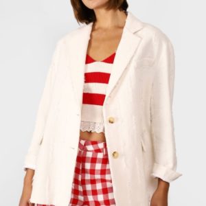 Veste effet velours effrangé à boutonnage simple et revers classiques