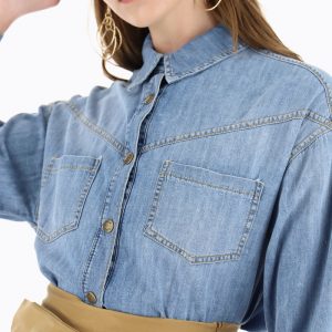 CHEMISE EN JEAN A COUTURES DECORATIVES