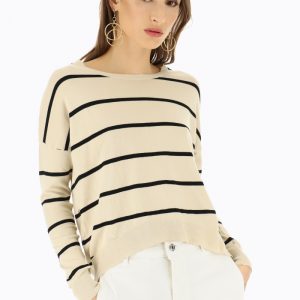 Pull-over à rayures et ourlet asymétrique