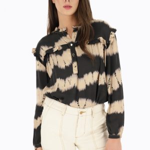 Chemise à motif et volants