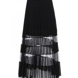 Jupe plissée à empiècements transparents