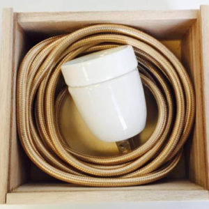 SUSPENSION VINTAGE GOLD DOUILLE PORCELAINE