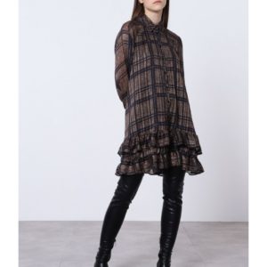 ROBE CHEMISIER LÉOPARD AVEC FIL MÉTALLIQUE