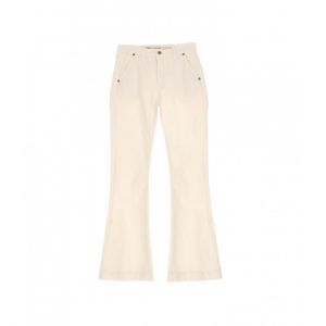 PANTALON FORME CHINO AVEC JAMBE EVASÉE EN COTON STRETCH COLORIS UNBLEACHED